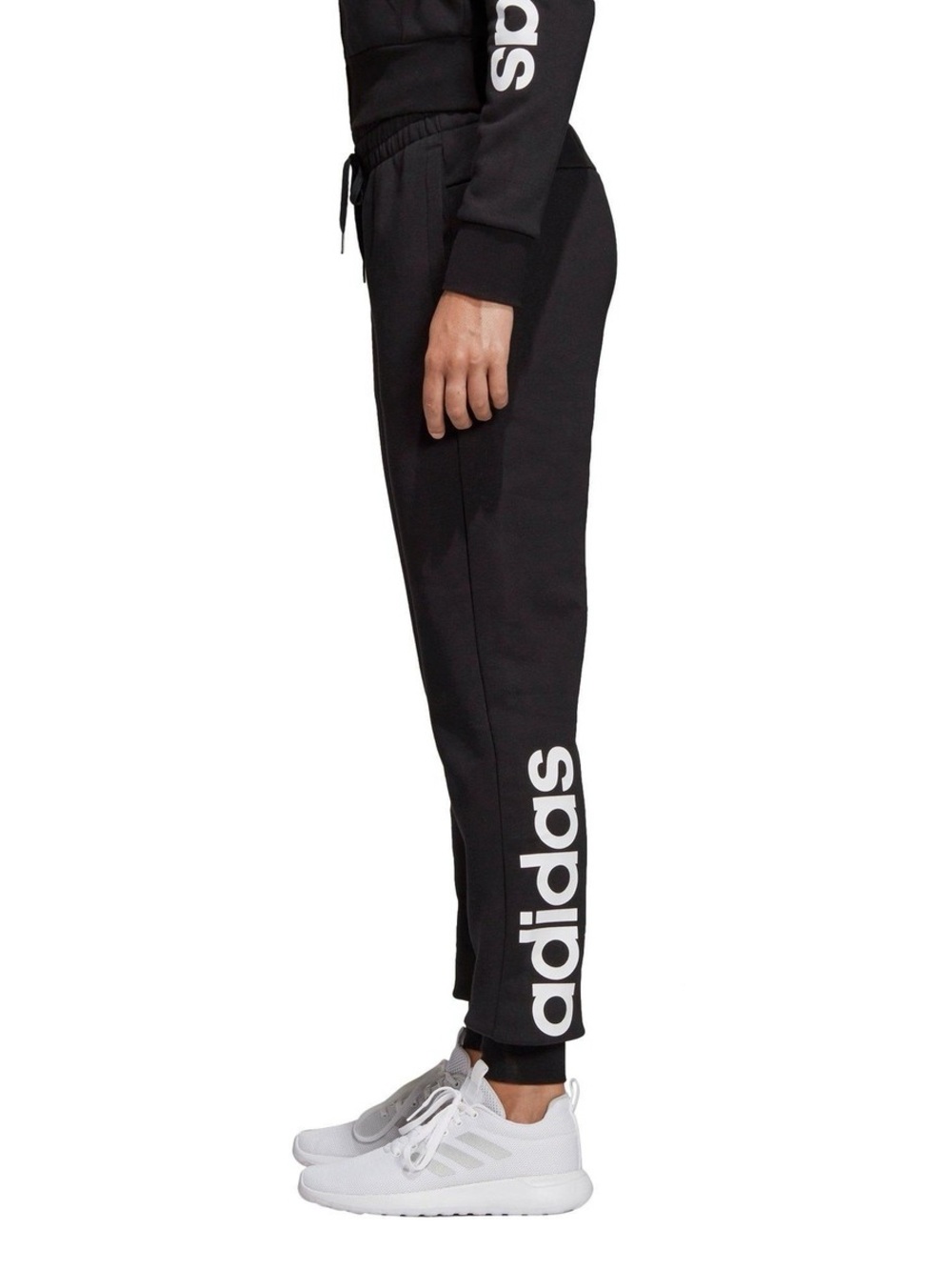 adidas Black Jogger Sweatpants Track Pants with White Side Logo